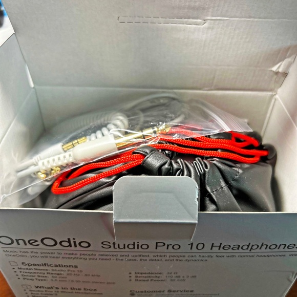 HEADPHONES, ONE ODIO PRO-10 OVER EAR WIRED HEADPHONES, 50MM NEODYMIUM DRIVERS, - Picture 7 of 10